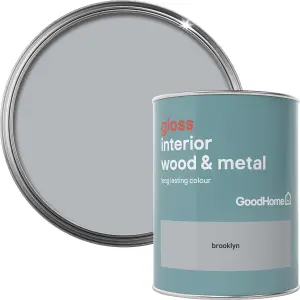 GoodHome Brooklyn Gloss Metal & wood paint, 750ml