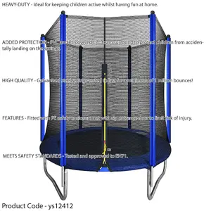 Safe and Fun 1830mm Kids Trampoline with Enclosure Net, Ladder & Anchors for Garden Use