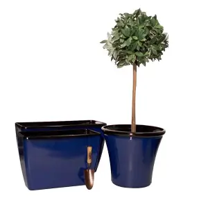 Primrose Royal Blue Glaze Effect Round Planter 50cm