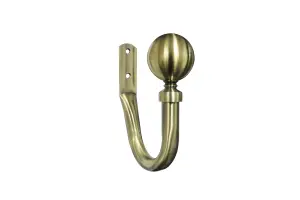 GoodHome Antiki Brushed Antique brass effect Ball Curtain hold back, Set of 2