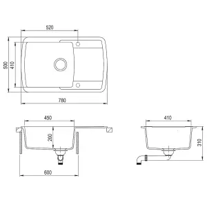 Berkfield Granite Kitchen Sink Single Basin Grey