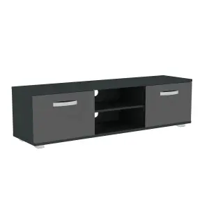 Vida Designs Cosmo Black 2 Door TV Unit 140cm Sideboard Cabinet