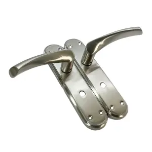 Genova Door Handles Satin Twist Lever Bathroom Lock Marina Backplate