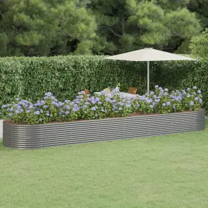 Berkfield Garden Planter Powder-coated Steel 584x140x68 cm Grey