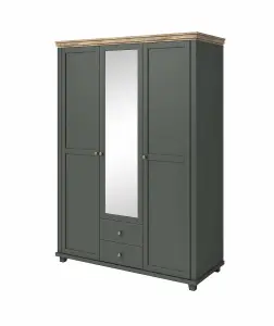 Evora 19 Hinged Wardrobe W1540mm H2160mm D620mm - Green & Oak Lefkas Elegance