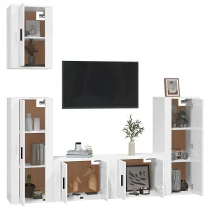 Berkfield 5 Piece TV Cabinet Set High Gloss White Engineered Wood