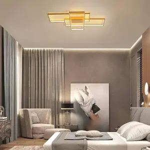 Garwarm Gold LED Ceiling Light with Remote Control, Dimmable Ceiling Lamp 50W, Fixtures for Living Dining Room Bedroom Kitchen