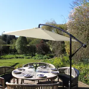 Cream 3m Cantilever Garden Parasol Hanging Umbrella