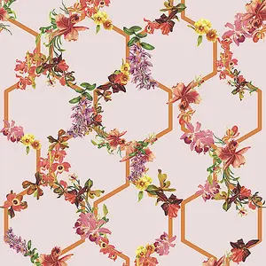 Galerie Ted Baker Fantasia Pink Lost Garden Floral Trellis Wallpaper Roll