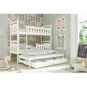 Willems Single (3') 2 Drawer Standard Bunk Bed with Trundle White