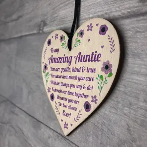 Auntie Birthday Gift Mothers Day Gift From Niece And Nephew Wooden Heart Keepsake