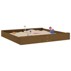 Berkfield Sandbox with Seats Honey Brown Square Solid Wood Pine