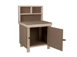 Wooden MDF Top Workbench With Lockable Cupboard (V.9) (H-90cm, D-70cm, L-90cm) with back panel