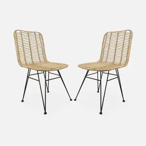 sweeek. Pair of high-backed rattan dining chairs Cahya Sand 57x44x84 cm