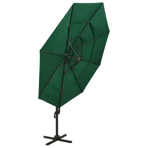 Berkfield 4-Tier Parasol with Aluminium Pole Green 3x3 m