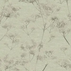 Boutique Serene Seed-Head Sage Floral Wallpaper