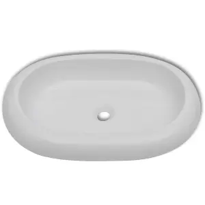 Berkfield Bathroom Basin with Mixer Tap Ceramic Oval White