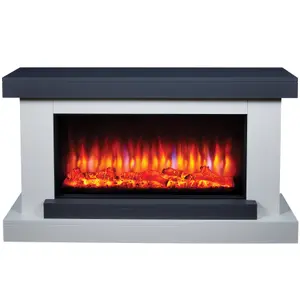 Suncrest Colorado Grey & white Glass, MDF & metal Freestanding Electric fire suite