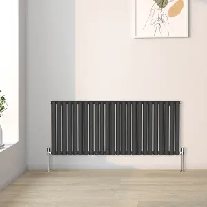 Right Radiators 600x1416mm Horizontal Single Oval Column Designer Radiator Black