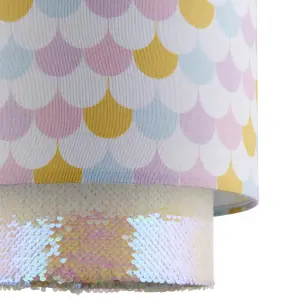 Printed Multicolour Glitter effect Mermaid Light shade (D)25cm