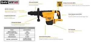 DEWALT DCH892N XR FlexVolt SDS Max Chipping Hammer 54V Bare Unit