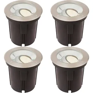 4 PACK Stainless Steel IP67 Ground Light - 16.5W Warm White Tilting Head LED