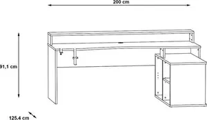 Flair Power W L Shaped Corner Gaming Desk