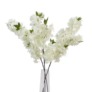 Large Full Cherry Blossom Stem - Plastic - L6 x W8 x H100 cm - White