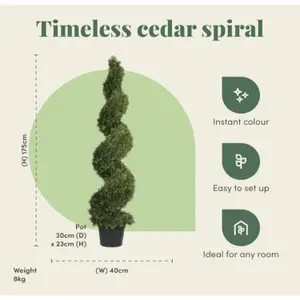 6ft Artificial Topiary - Cedar Spiral Outdoor Tree