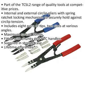 265mm Circlip Pliers Set with Interchangeable Tips and PVC Grip for Precision Work