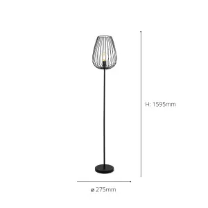 EGLO Newtown Black Metal Floor Lamp, (D) 27.5cm