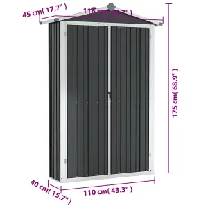 Berkfield Garden Shed Anthracite 107.5x46x183 cm Galvanised Steel