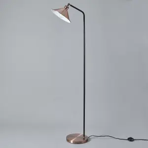 Litecraft Danica 1 Light Antique Copper Industrial Style Floor Lamp