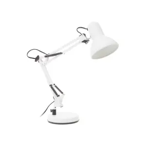 Interiors by Premier Studio Matte White Metal Desk Lamp, Adjustable Anglepoise Design Tall Table Lamps, Contemporary Desk Lamp