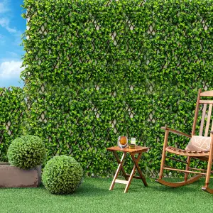 COSTWAY Expandable Fence Privacy Screen Decorative Artificial Hedge w/ Willow Frame