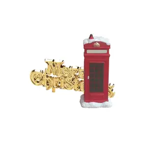 Creative Party Telephone Booth Christmas Cake Topper (Pack of 2) Red/White/Gold (One Size)