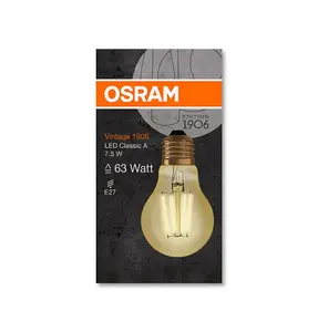 Osram LED Filament GLS 7.5W E27 Vintage 1906 Extra Warm White Gold (3 Pack)