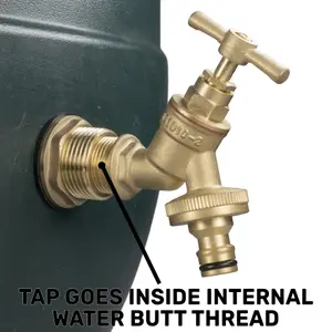 brass 1/2" water butt adaptor (requires a 26mm hole)