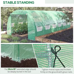 Outsunny 6 x 3 x 2 m Polytunnel Greenhouse Pollytunnel Tent Steel Frame Green