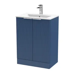 Fluted 605mm Single Vanity Satin Blue