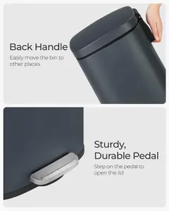 SONGMICS Pedal Trash Can, Waste Bin, Kitchen Trash Can, Soft Close Lid, Inner Bucket, Greenish Grey