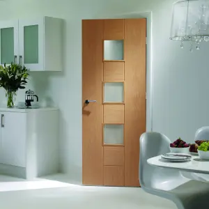 Internal Messina Oak Obscure Glass Door 2040 x 926 x 40mm