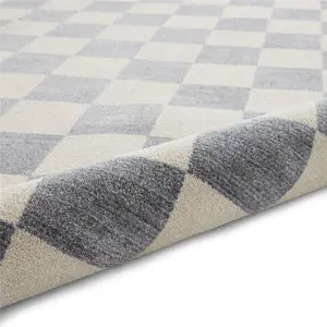 Baltimore 66618 Checkerboard Geometric Modern Rugs in Blue - 120x170cm