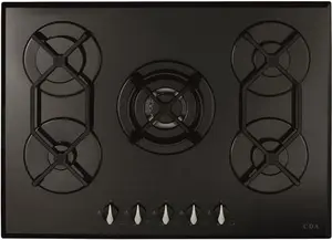 CDA HVG721BL 70cm Gas On Glass 5 Burner Gas Hob - Black