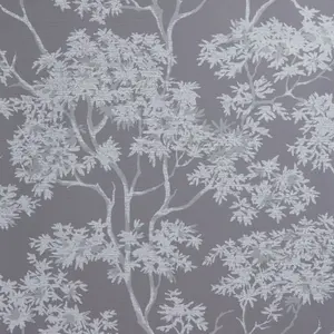 Colours Charcoal Mica effect Maple tree Smooth Wallpaper Sample