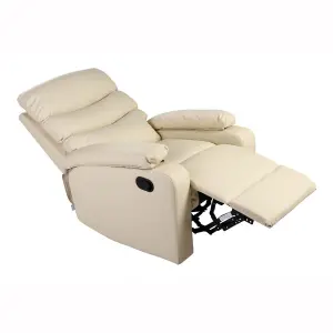 Ashby Leather Recliner Armchair Sofa Home Lounge Chair Reclining (Cream)