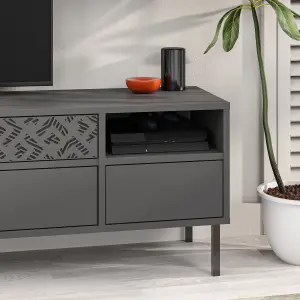 Decortie Heaton Modern Multimedia Unit with Storage TV Cabinet 60" Anthracite Grey 145cm