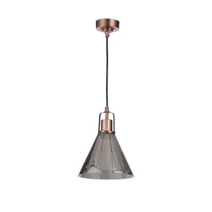 Inlight Dafyd Pendant Glass & metal Antique copper effect Ceiling light