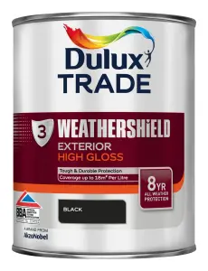 Dulux Trade Black Gloss Exterior Metal & wood paint, 1L