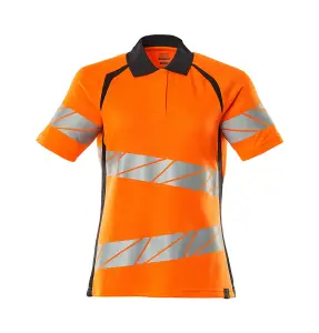 Mascot Accelerate Safe Ladies Fit Polo Shirt (Hi-Vis Orange/Dark Navy)  (Small)